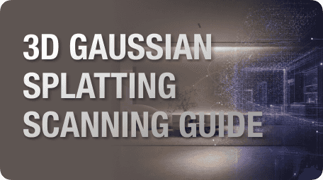  Cover image for KIRI Engine's 3D Gaussian Splatting scanning guide,  showing the text "3D Gaussian Splatting Scanning Guide" over a  photorealistic 3DGS scene background